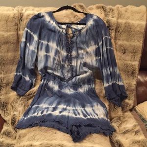 Blue tie dye AE romper
